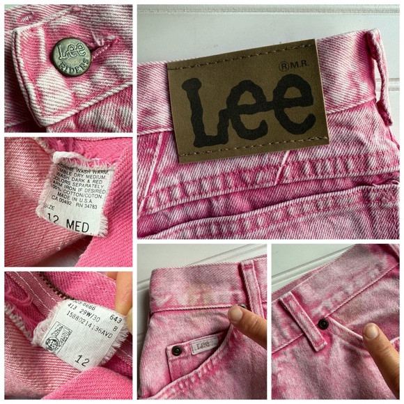 Vintage Lee Sport Pink Denim Jeans Size 12 Medium High Waist Preppy Barbie - Picture 4 of 8